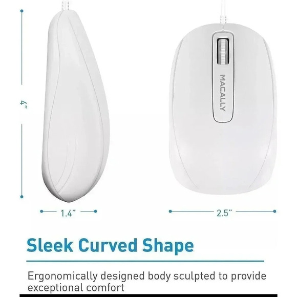 Macally USB Mouse Wired MAC Or Pc 3 Buttons Scroll Wheel MKMOUSE 1000 DPI Sensor - Picture 6 of 10